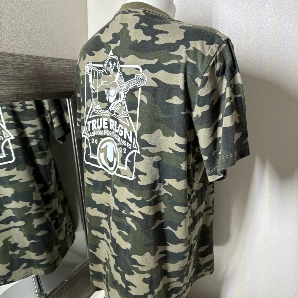True Religion Green Camouflage Short Sleeve Tee